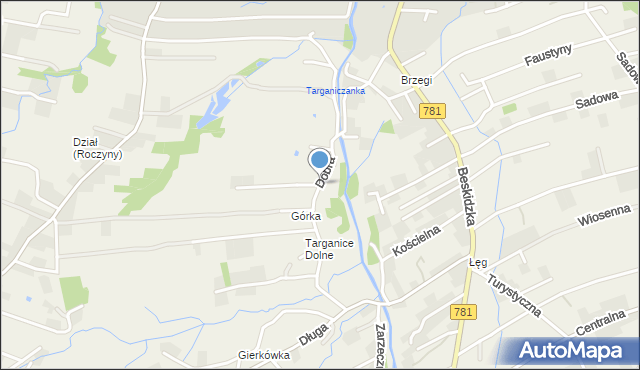 Targanice, Dobra, mapa Targanice