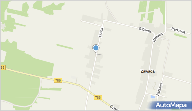 Zawada gmina Mstów, Dolna, mapa Zawada gmina Mstów