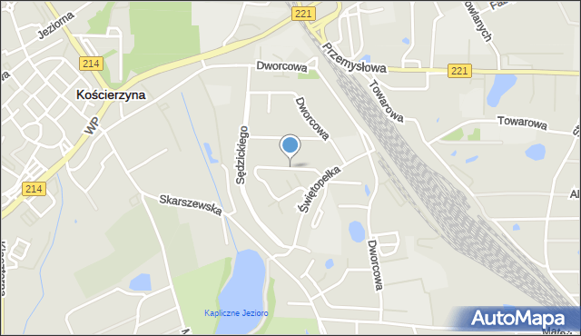 Kościerzyna, Droga Chrystiana Ignacego Jereczka, mapa Kościerzyna