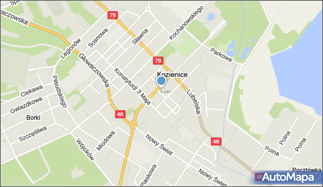 Kozienice, Drzewna, mapa Kozienice