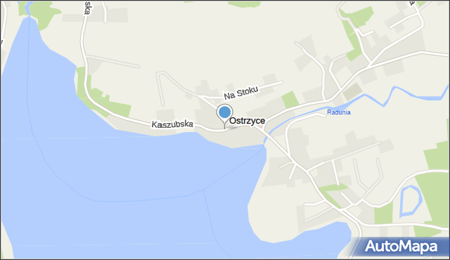 Ostrzyce gmina Somonino, Droga Kaszubska, mapa Ostrzyce gmina Somonino