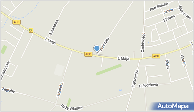 Sieradz, Droga Jeziorska, mapa Sieradz