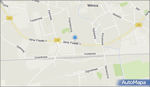 Witnica powiat gorzowski, Droga Jana Pawła II, mapa Witnica powiat gorzowski