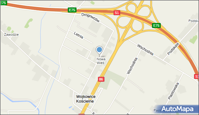Wojkowice Kościelne, Drogowców, mapa Wojkowice Kościelne
