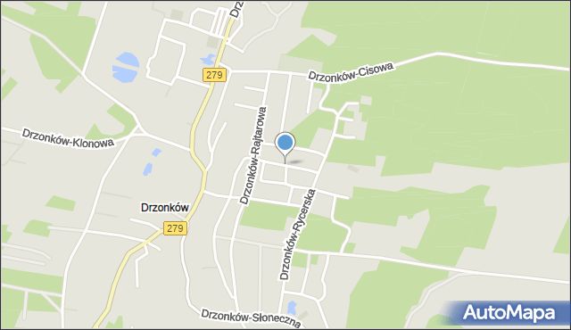 Zielona Góra, Drzonków-Regimentowa, mapa Zielona Góra