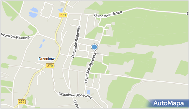 Zielona Góra, Drzonków-Rycerska, mapa Zielona Góra