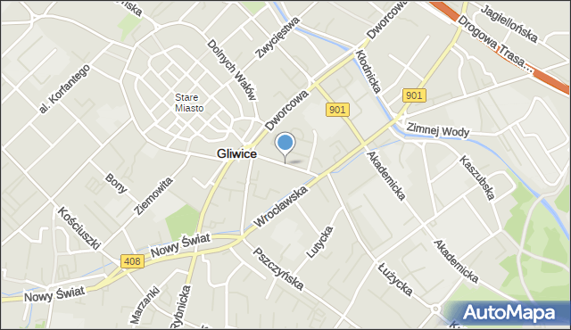 Gliwice, Dunikowskiego Ksawerego, mapa Gliwic