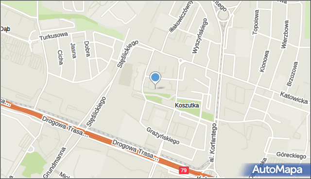 Katowice, Dunikowskiego Ksawerego, mapa Katowic