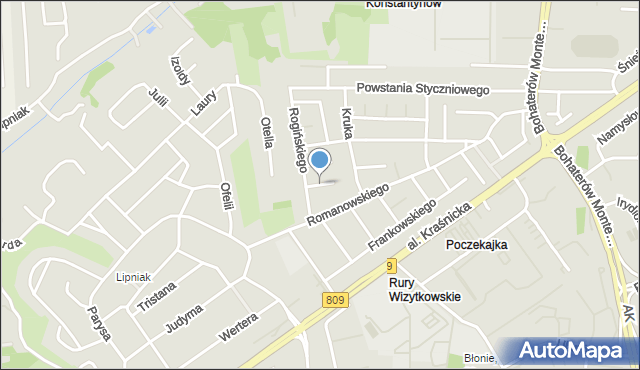 Lublin, Dubieckiego Mariana, mapa Lublina