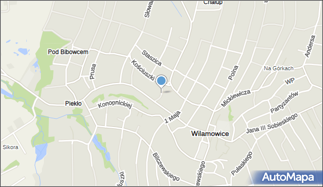 Wilamowice powiat bielski, Dunata Józefa, mapa Wilamowice powiat bielski