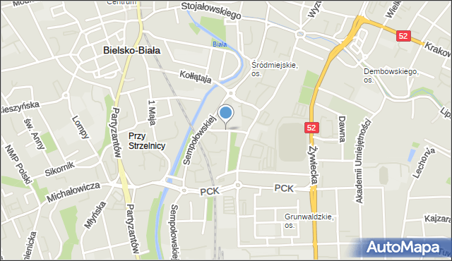 Bielsko-Biała, Dworkowa, mapa Bielsko-Białej