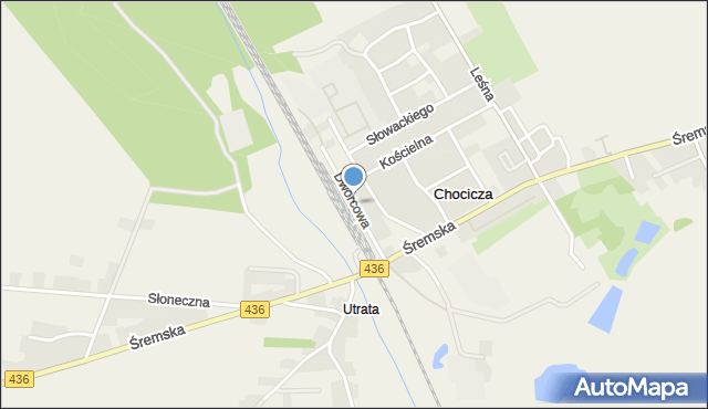 Chocicza gmina Nowe Miasto nad Wartą, Dworcowa, mapa Chocicza gmina Nowe Miasto nad Wartą
