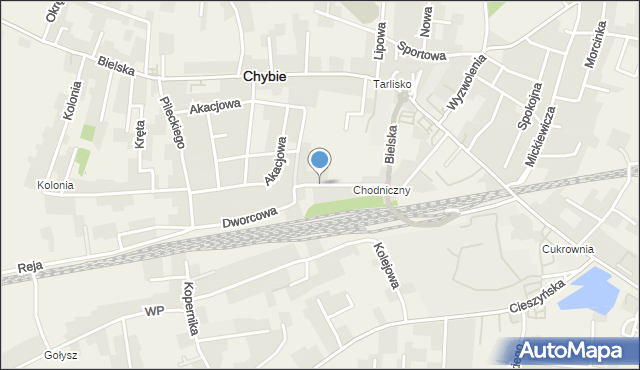 Chybie, Dworcowa, mapa Chybie