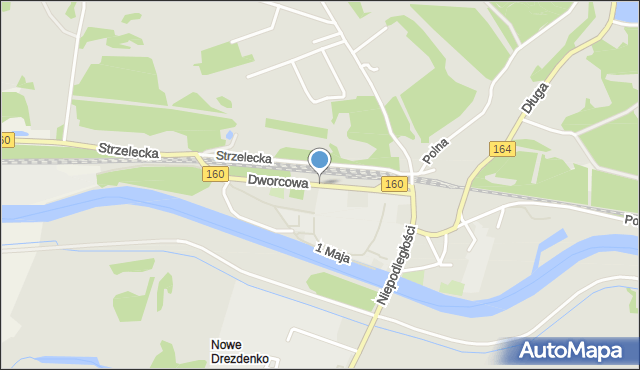 Drezdenko, Dworcowa, mapa Drezdenko
