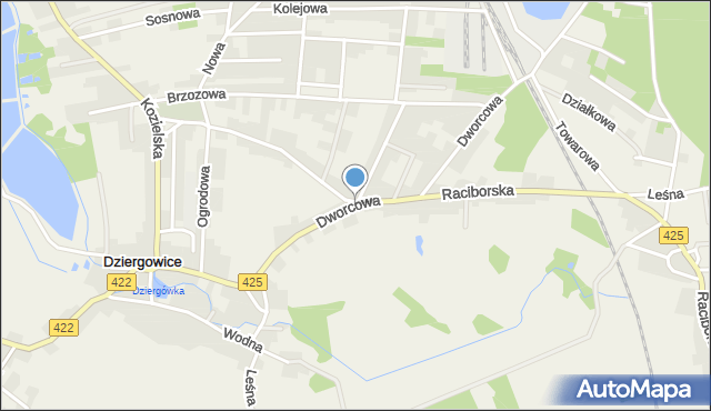 Dziergowice, Dworcowa, mapa Dziergowice