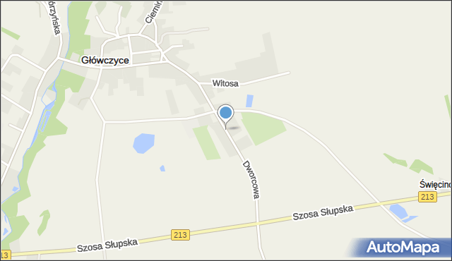 Główczyce powiat słupski, Dworcowa, mapa Główczyce powiat słupski