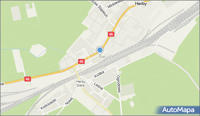 Herby, Dworcowa, mapa Herby