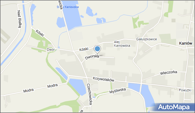 Kaniów gmina Bestwina, Dworska, mapa Kaniów gmina Bestwina