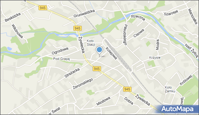 Łodygowice powiat żywiecki, Dworcowa, mapa Łodygowice powiat żywiecki