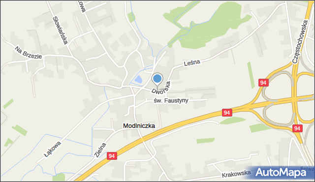 Modlniczka, Dworska, mapa Modlniczka