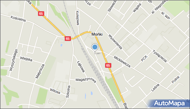 Mońki, Dworcowa, mapa Mońki