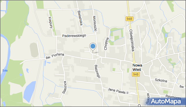 Nowa Wieś gmina Kęty, Dworska, mapa Nowa Wieś gmina Kęty