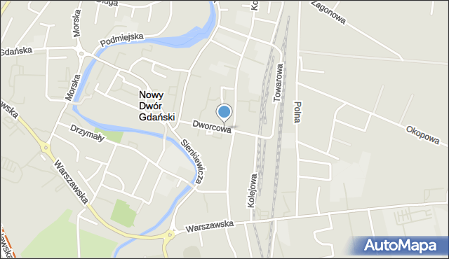 Nowy Dwór Gdański, Dworcowa, mapa Nowy Dwór Gdański