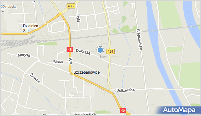 Opole, Dworska, mapa Opola