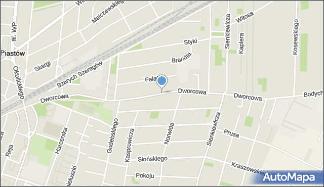 Piastów powiat pruszkowski, Dworcowa, mapa Piastów powiat pruszkowski