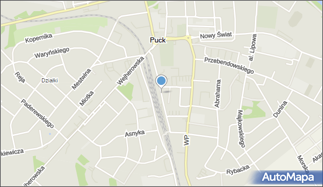 Puck, Dworcowa, mapa Puck