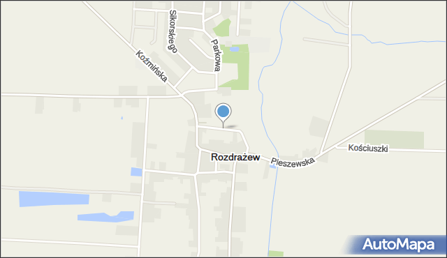 Rozdrażew, Dworcowa, mapa Rozdrażew