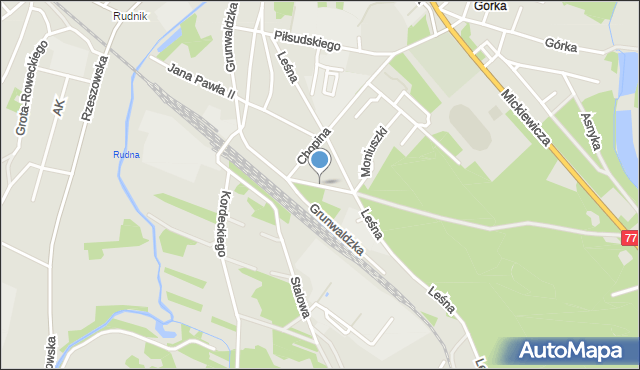 Rudnik nad Sanem, Dworcowa, mapa Rudnik nad Sanem