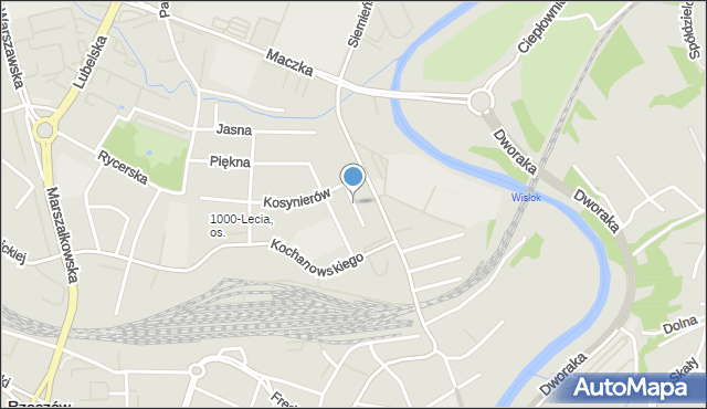 Rzeszów, Dwernickiego Józefa, gen., mapa Rzeszów