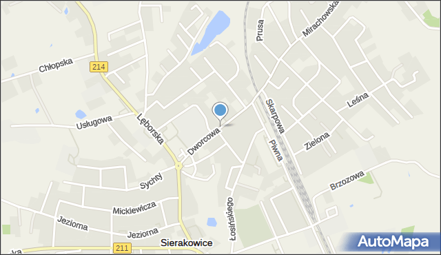 Sierakowice powiat kartuski, Dworcowa, mapa Sierakowice powiat kartuski