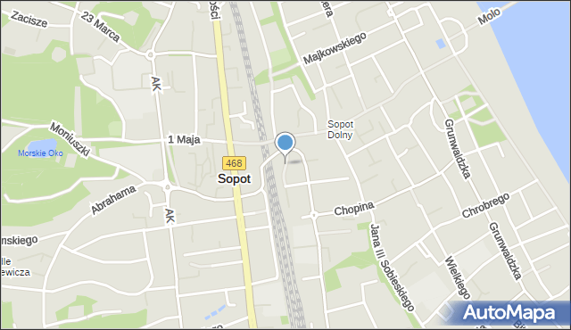 Sopot, Dworcowa, mapa Sopotu