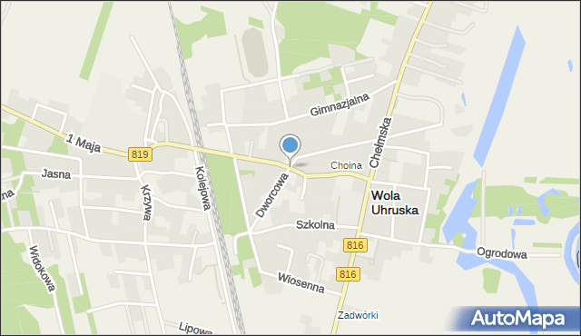 Wola Uhruska, Dworcowa, mapa Wola Uhruska