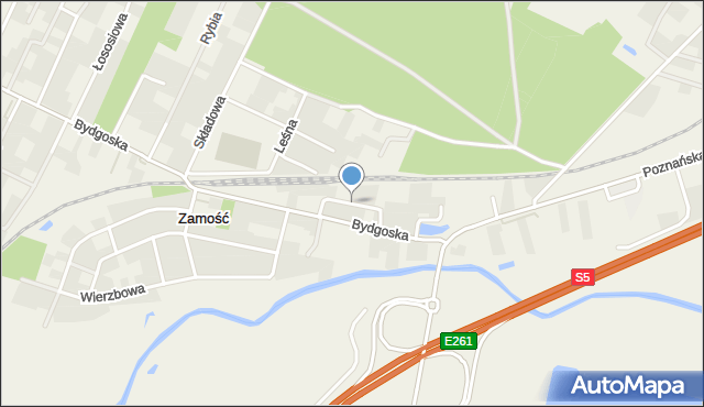 Zamość gmina Szubin, Dworcowa, mapa Zamość gmina Szubin