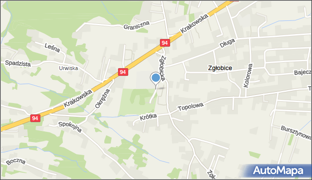 Zgłobice, Dworska, mapa Zgłobice