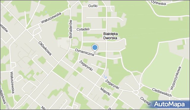 Warszawa, Dynamiczna, mapa Warszawy