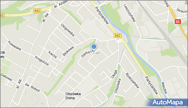 Bielsko-Biała, Dzięciołów, mapa Bielsko-Białej