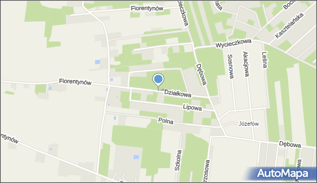 Florentynów gmina Lutomiersk, Działkowa, mapa Florentynów gmina Lutomiersk