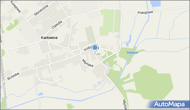 Karłowice gmina Popielów, Dzierżona Jana, ks. dr., mapa Karłowice gmina Popielów