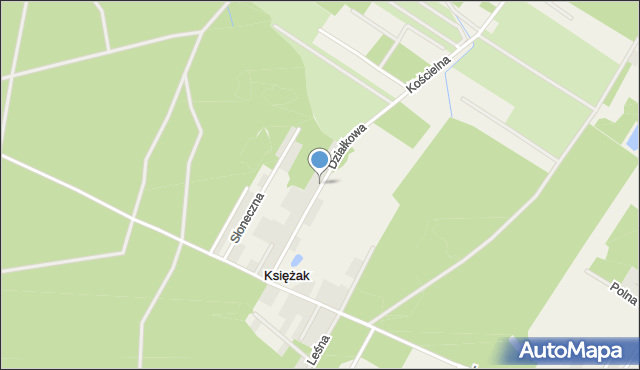 Księżak, Działkowa, mapa Księżak