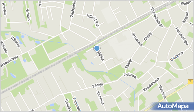 Milanówek, Działkowa, mapa Milanówek