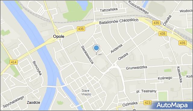 Opole, Dzierżona Jana, ks., mapa Opola