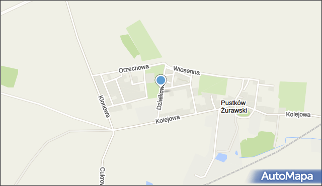 Pustków Żurawski, Działkowa, mapa Pustków Żurawski