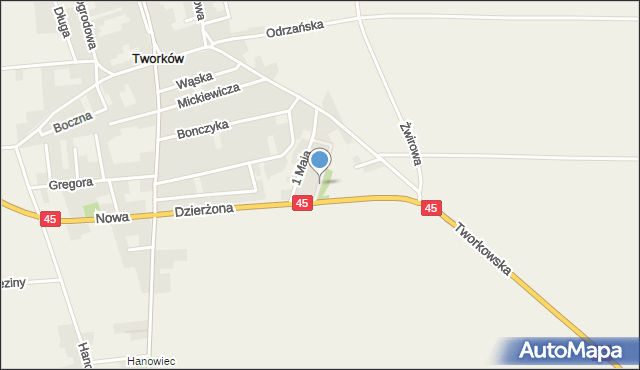 Tworków, Dzierżona Jana, ks., mapa Tworków
