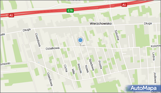 Wierzchowisko gmina Mykanów, Działkowa, mapa Wierzchowisko gmina Mykanów