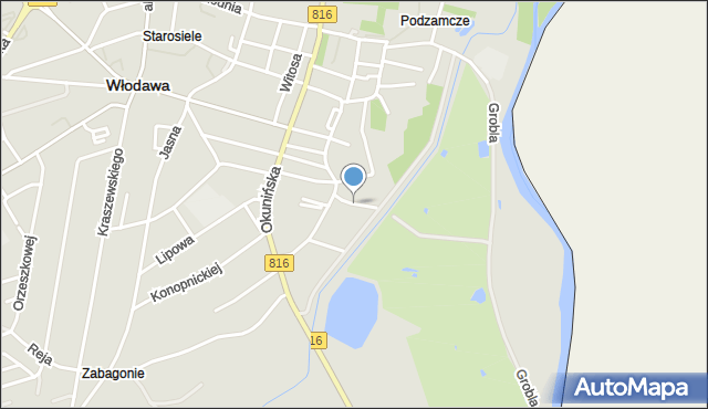 Włodawa, Działkowców, mapa Włodawa