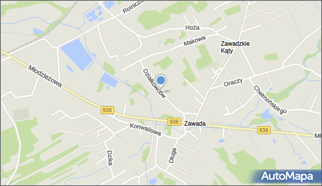 Wodzisław Śląski, Działkowców, mapa Wodzisławia Śląskiego